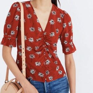 Madewell silk daylight top in Fresh Daisy print